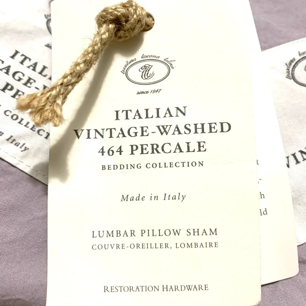 Brand New Pair Lumbar Restoration Hardware Italian vintage washed 464 Shams